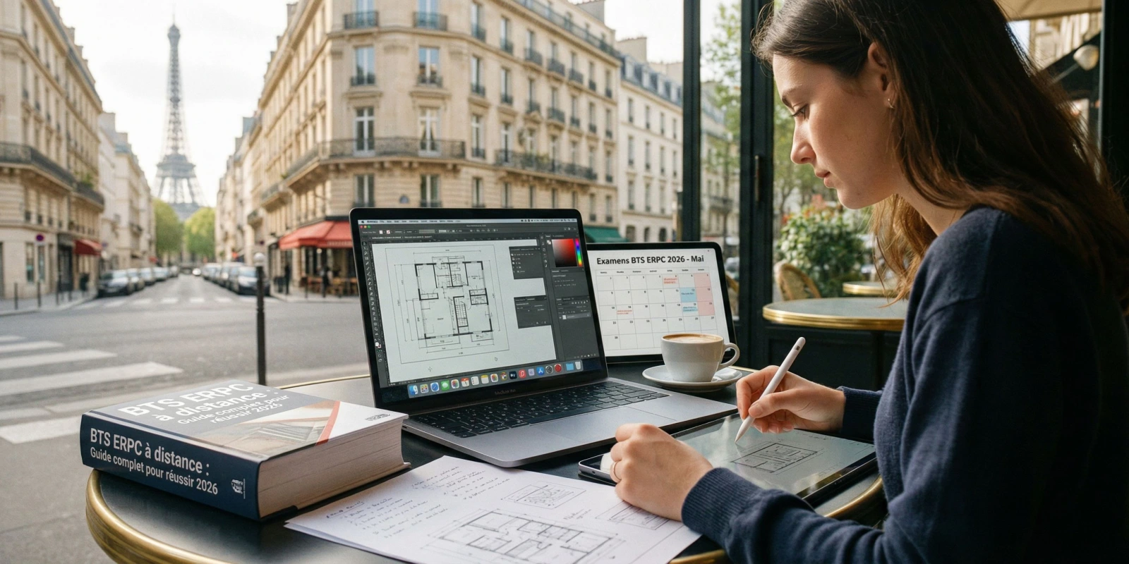 BTS ERPC à distance : guide complet pour réussir en 2026 Étudiant(e) travaillant sur ordinateur avec logiciels PAO pour préparer le BTS ERPC à distance